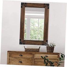 Rustic Mirror Wood Mirror for Bathroom, Decorative Framed 28"L x 20"W Iron