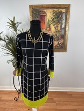 Enfocus Studio Sheath Dress Women's 8 Black White Windowpane Retro-Futurism