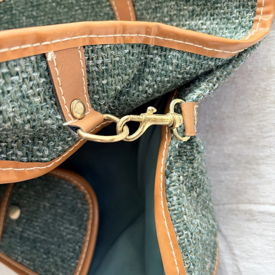 Oscar De La Renta Garment Bag Green Tweed Luggage Travel Suitcase 80s Vintage - Image 2 of 4