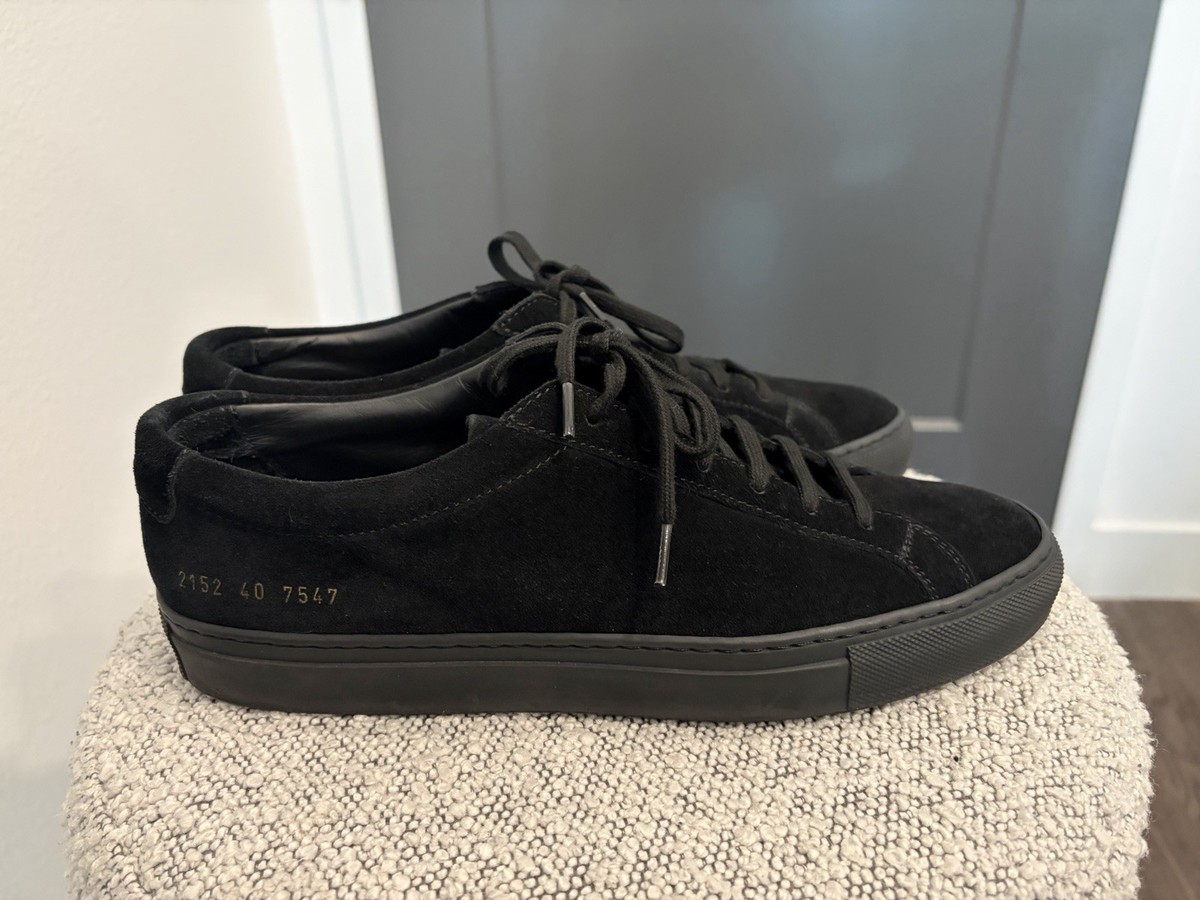 COMMON PROJECTS ACHILLES 黒 40 26cm Common Projects Achilles Black Suede Sneakers Size 40 Italy Worn