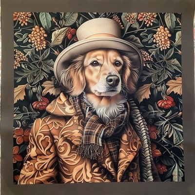 Stoff Kissen Tasche Panel Baumwolle Polyester William Morris Stil 44x44cm Hund