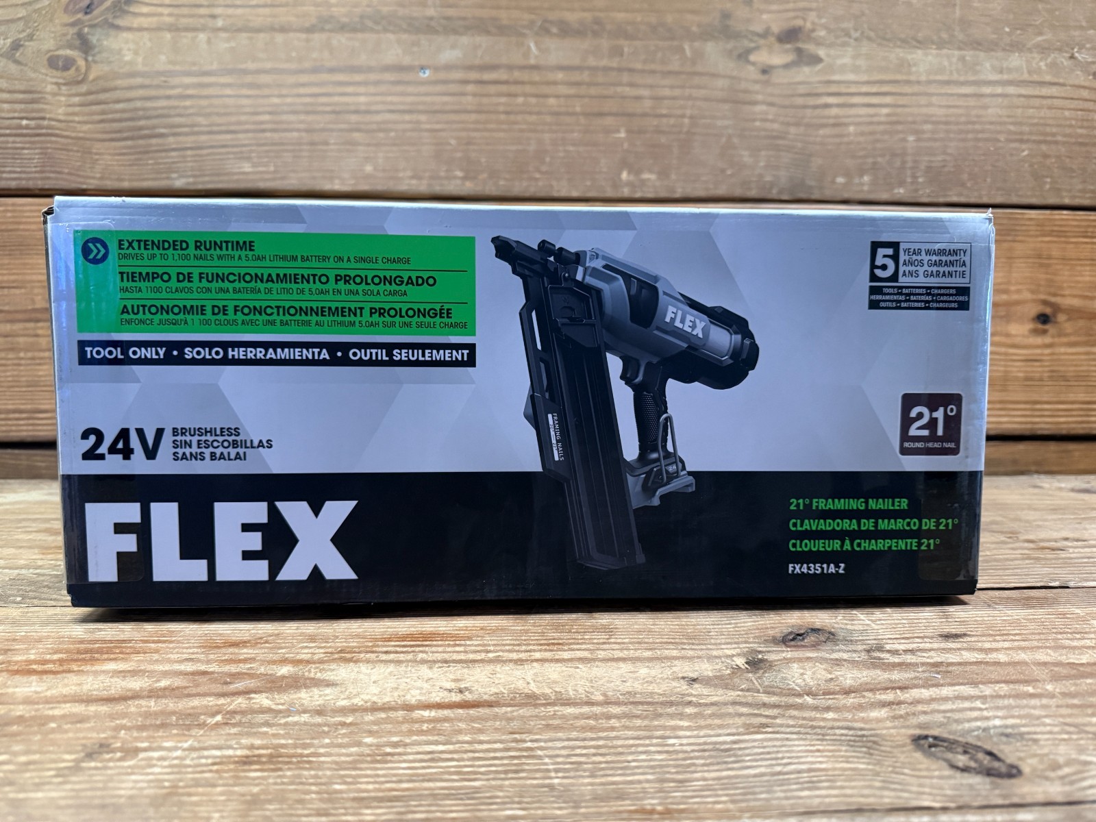 Flex Tool 24V Framing Nailer Nail Gun 21 Degree No Gas Neede