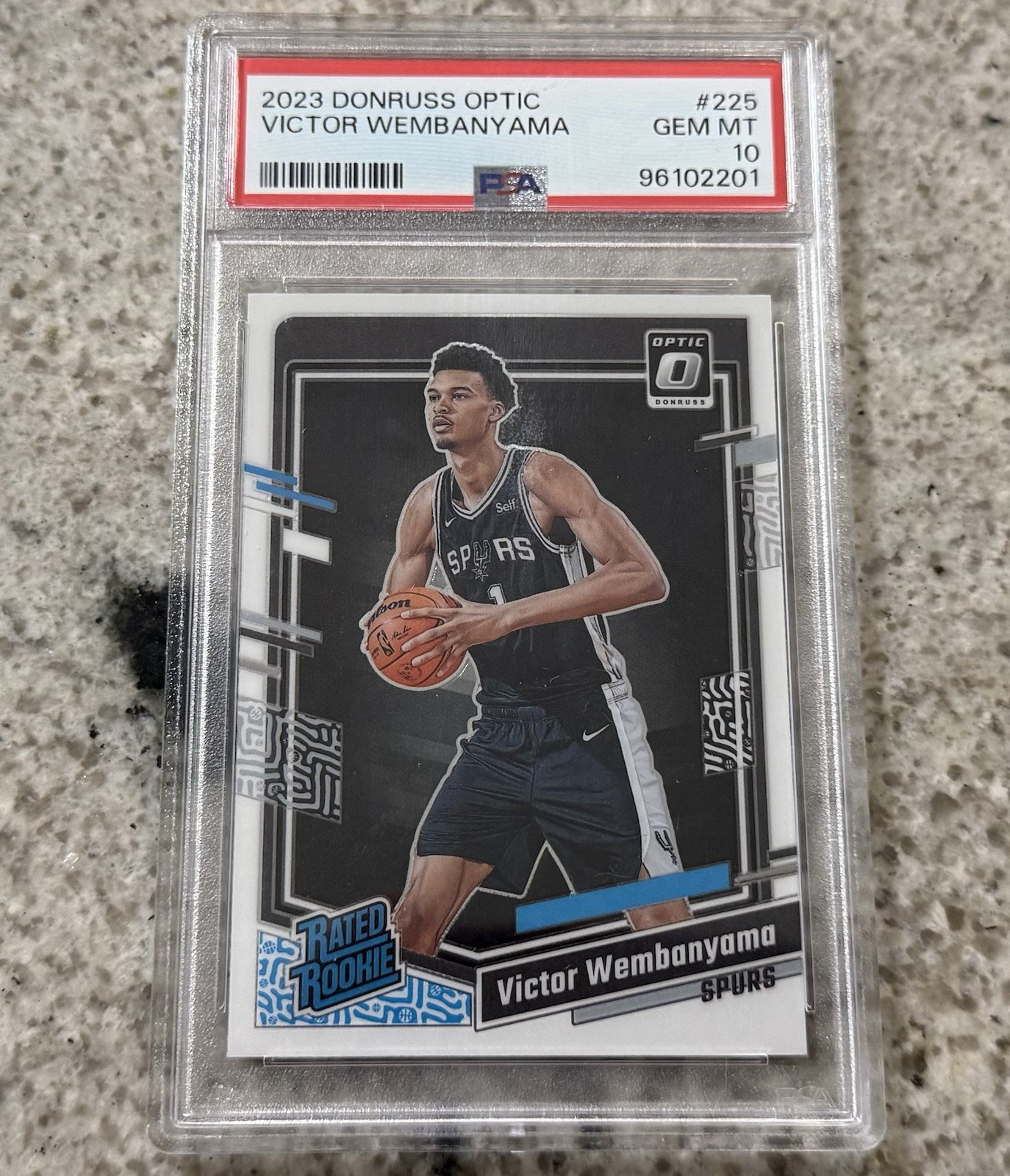 2023 Donruss Optic Victor Wembanyama #225 PSA 10 Gem Mint Rated Rookie RC Spurs view 2
