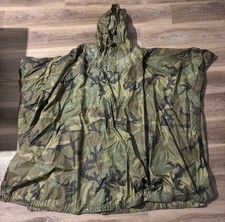 U.S. Military Issue Woodland Camouflage Poncho   Waterproof   Genuine Surplus