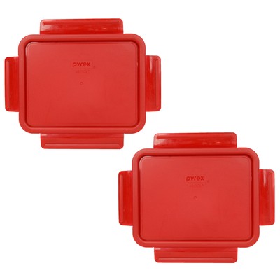 Pyrex 7211R 4-Lock/Freshlock Poppy Red Plastic Storage Replacement Lid  (2-Pack)