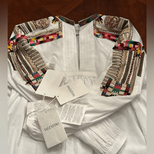 Valentino Women’s beads embellished cuffs white dress size 6 NWT $4700