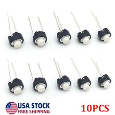 10pcs 6x6x5 2 Pin PCB Momentary Tactile Tact Push Button DIP Micro Switch White
