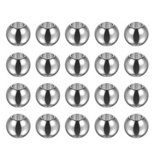 20pcs Beads 8mm Stainless Steel 4mm Hole Dia Bead for DIY Crafts, Silver Tone