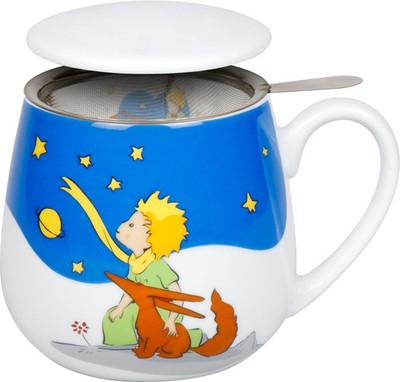 Könitz 1151433037 Becher mit Sieb und Deckel 400 ml - Der kleine Prinz Regenb...