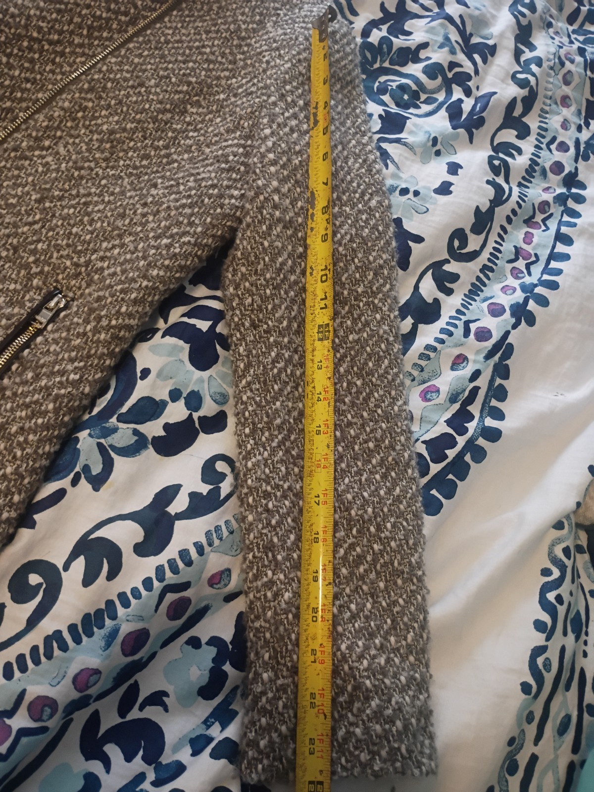 Calvin Klein Wool Tweed Blend Coat Faux Leather Trim Women Medium Brown Beige  thumbnail 10