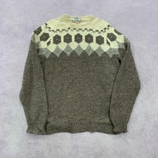 Vintage knitted jumper Abstract patterned chunky knit sweater Men's M