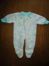 Gerber Animal Print Fleece PJs Blanket Sleeper Footed Pajamas sz 0-6 mo. white