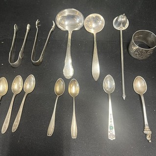 sterling silver flatware mixed lot .925 sugar tongs etc. 277.5 grams