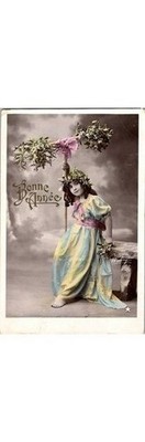 1907 Art Nouveau Bonne Année Postcard Hand-Tinted Nymph Levy Fils & Cie France