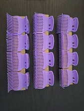 Purple Conair Hot Roller Comb Clips, Open Box, New 12 , 2" Clips 