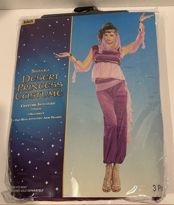 Desert Princess Adult Costume NEW - Pants Headpiece Top w Arm Drapes Purple/Pink