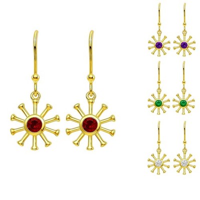 Ohrringe 18 Karat vergoldet Messing strahlende Sonne bunte Edelsteine für Damen TGE1044