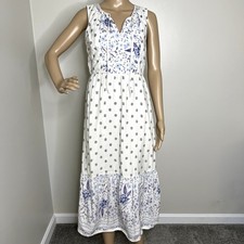 Old Navy White Floral Fit and Flare Midi Dress