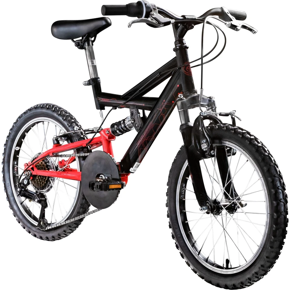 Galano FS180 18" Fahrrad 6 Gang Kinderfahrrad Mountainbike MTB schwarz/rot 28cm