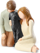 Couple with Black Dog Figurines Ornaments, We Are a Family Memorials Statues Gif