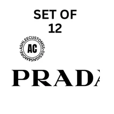 Set of 12 Prad@ vinyl decal stickers party decal color choice size color