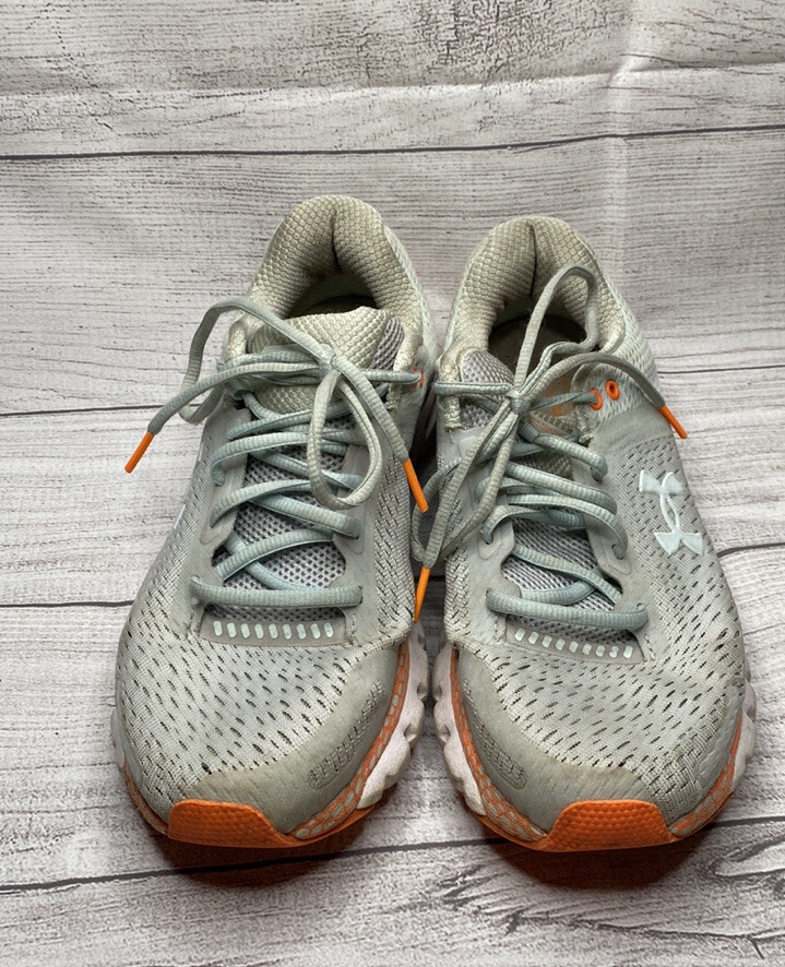 Women's Gray and Orange Under Armor Tennis Shoes Size