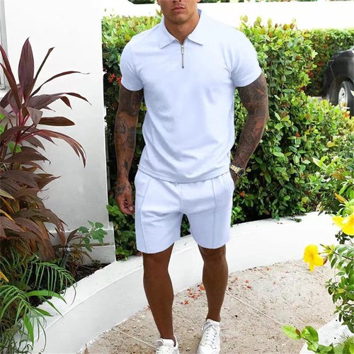 Mens Summer Outfit 2-Piece Set Short Sleeve POLO Shirts and Shorts  Sweatsuit Set | eBay