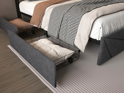 LED Queen Bed Frame,Storage Headboard w/Charging Station,Solid and Stable,Noise - Picture 8 of 8