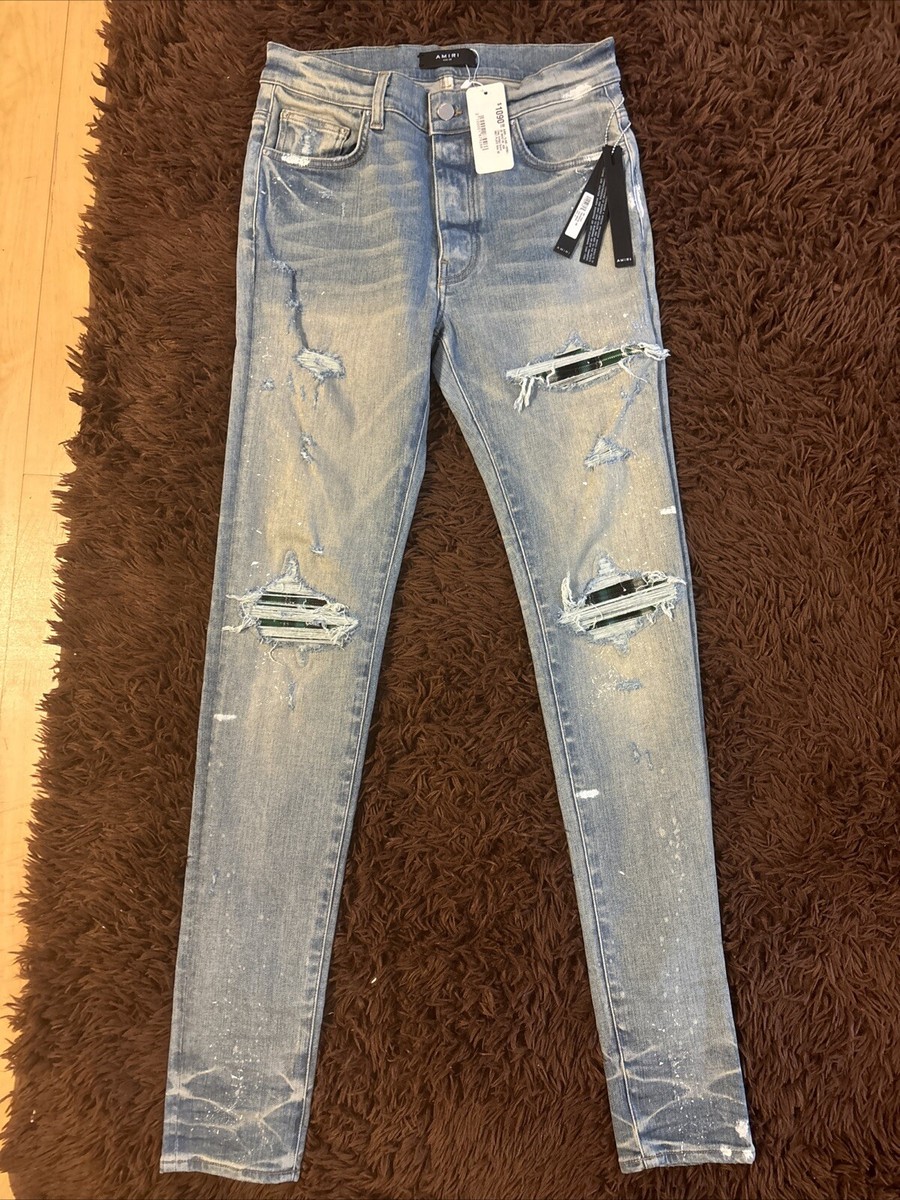 AMIRI mx1 初期モデル 32 NWT Amiri MX1 PLAID Clay Indigo Straight-Fit Jeans Size 32 $1090