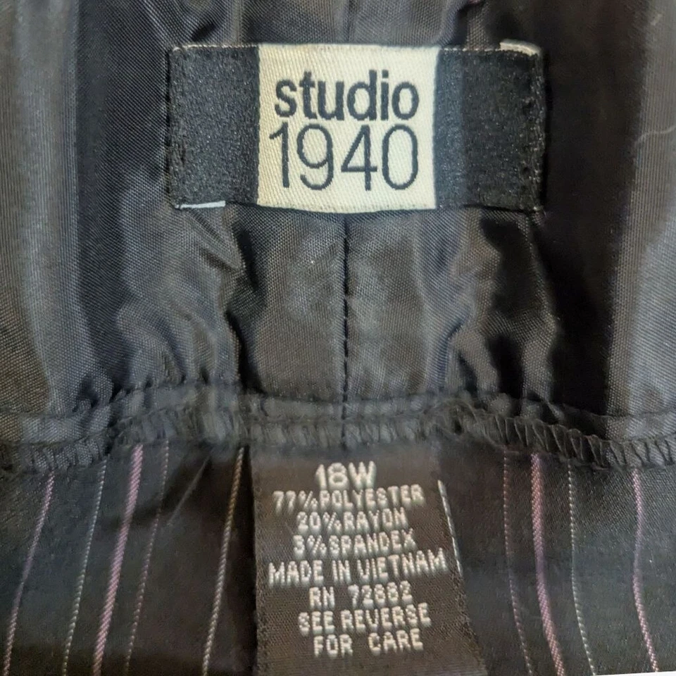 Studio 1940 Pants Size 18W Black Pink Striped Trousers - Image 4 of 4