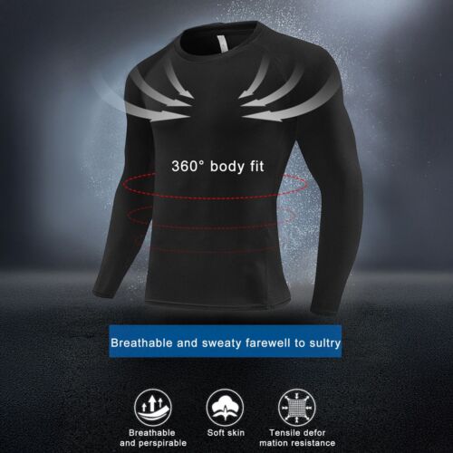 3-Pack Men Quick Dry Fitness Compression Long Sleeve Baselayer Tight Sports Top - Picture 4 of 16