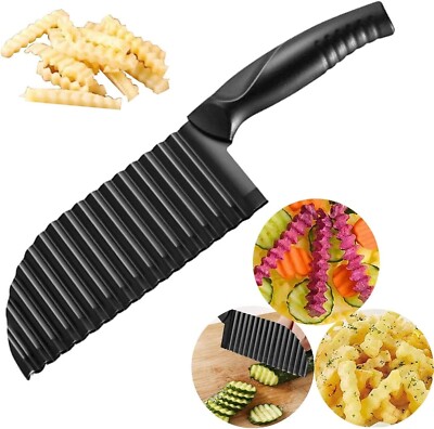 Crinkle Potato Cutter 2.9'' X 11.8'' Stainless Steel Waves French Fries Slicer Han