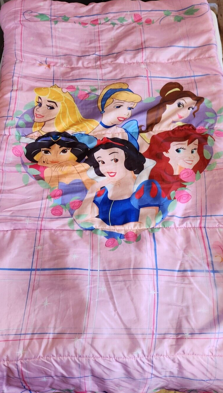 Vintage Disney Princess Kids Sleeping Bag Bell Jasmine Cinderella Ariel Aurora