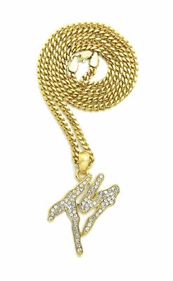 Hip Hop Iced Terror Squad TS CZ Pendant &amp; 24" Box, Rope, Cuban Chain Necklace