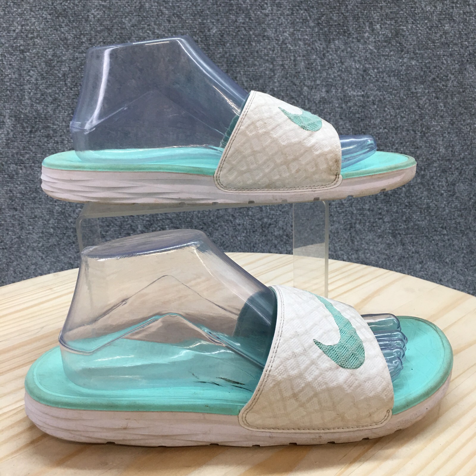 Nike Womens Benassi Solarsoft Slides Size 8 White Green 705475-130-image