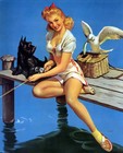 RETRO PINUP GIRL QUALITY CANVAS PRINT Poster Gil Elvgren Fishing Fail 12x8"