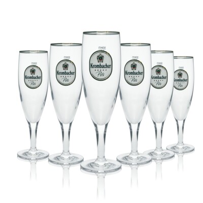 6x Krombacher Bier Glas Exklusiv Pokal 0,2l Sahm Tulpe Gläser Pils Goldrand Beer