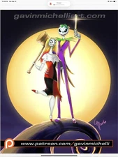 Joke Skellington And Sally Quinn 11x17 Art Poster Print Signed By Artist
