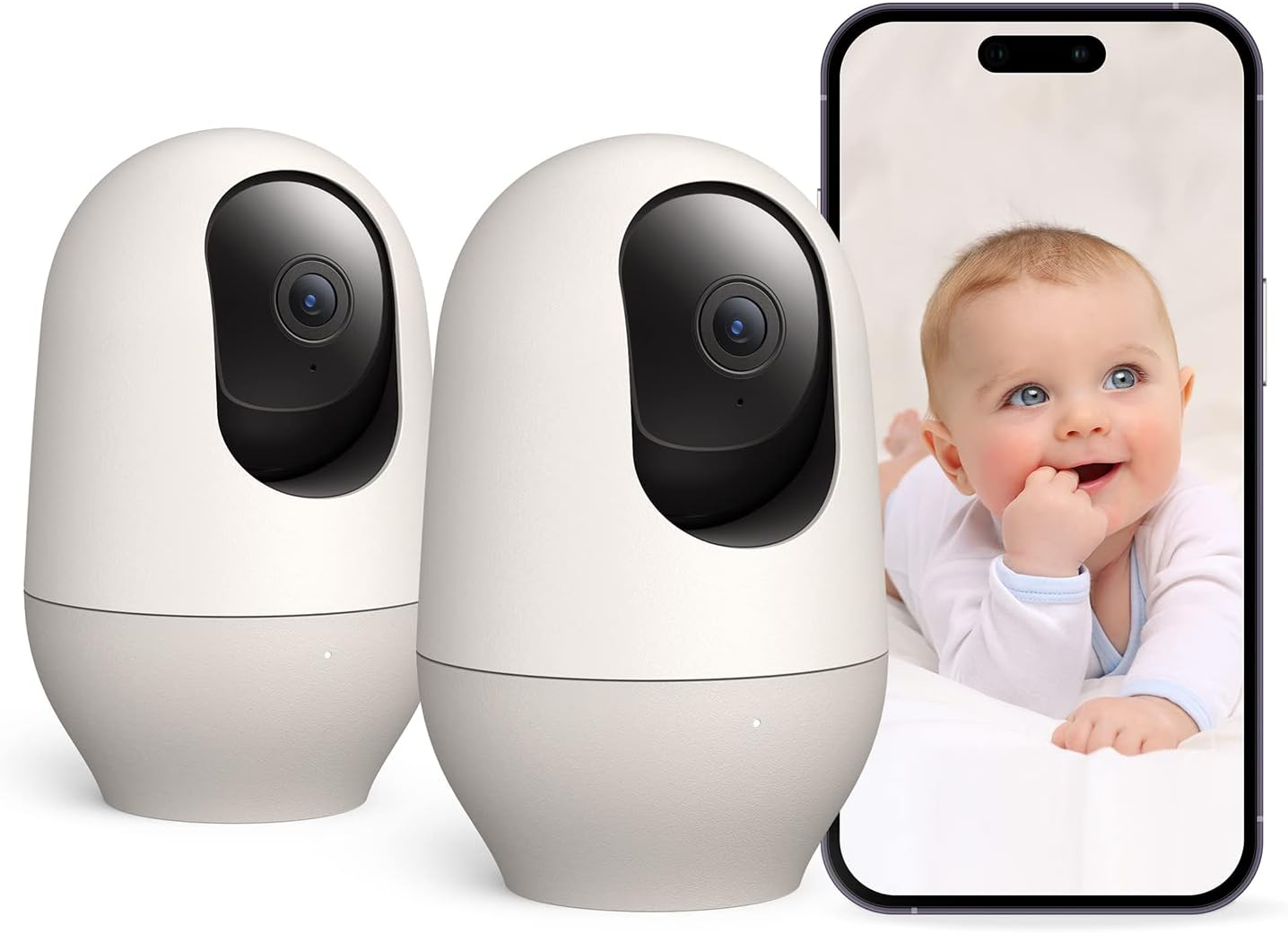 Baby Monitor with Camera 2 Pack,Wifi Baby Monitor Camera,360-Degree1080P,Smart B-image