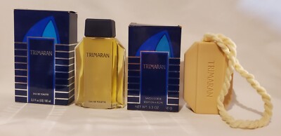 2 Vintage YVES ROCHER *TRIMARAN* EDT cologne SPLASH 3.3oz 100ml + SOAP ROPE RARE