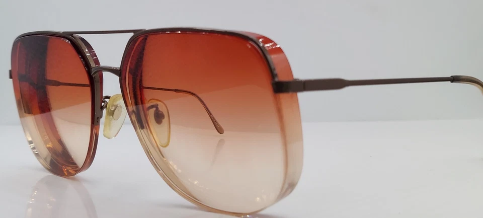 Óculos de sol vintage Swank Optical Compass II bronze piloto meio aro SOMENTE ARMAÇÕES - Imagem 2 de 4