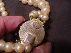 DeNicola Necklace Vintage Triple Pearls Big Rhinestone Studded Clasp Hand Knot — photo 9