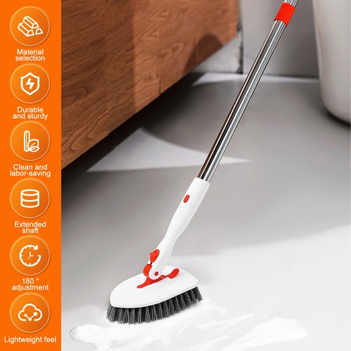 Bathroom Cleaning Brush with Long Handle 180° Rotatable Shower Scrubbing Brush | eBay