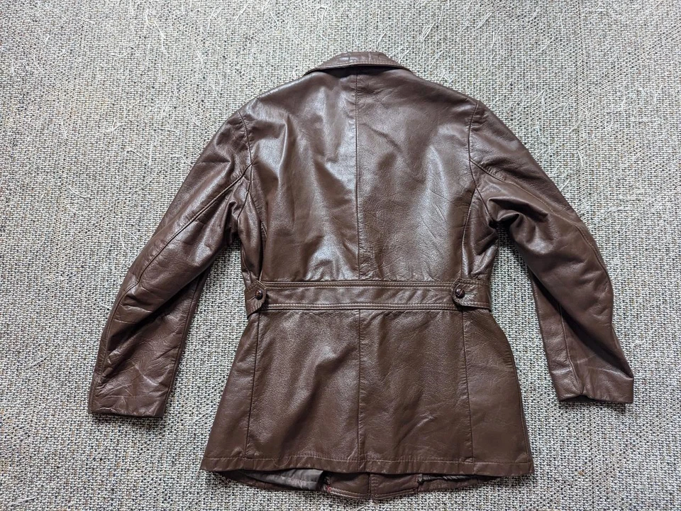 TRINCHERA de colección cuero chaqueta con cinturón 40 marrón NORFOLK cuero de vaca SHERLOCK Foto 2 de 4