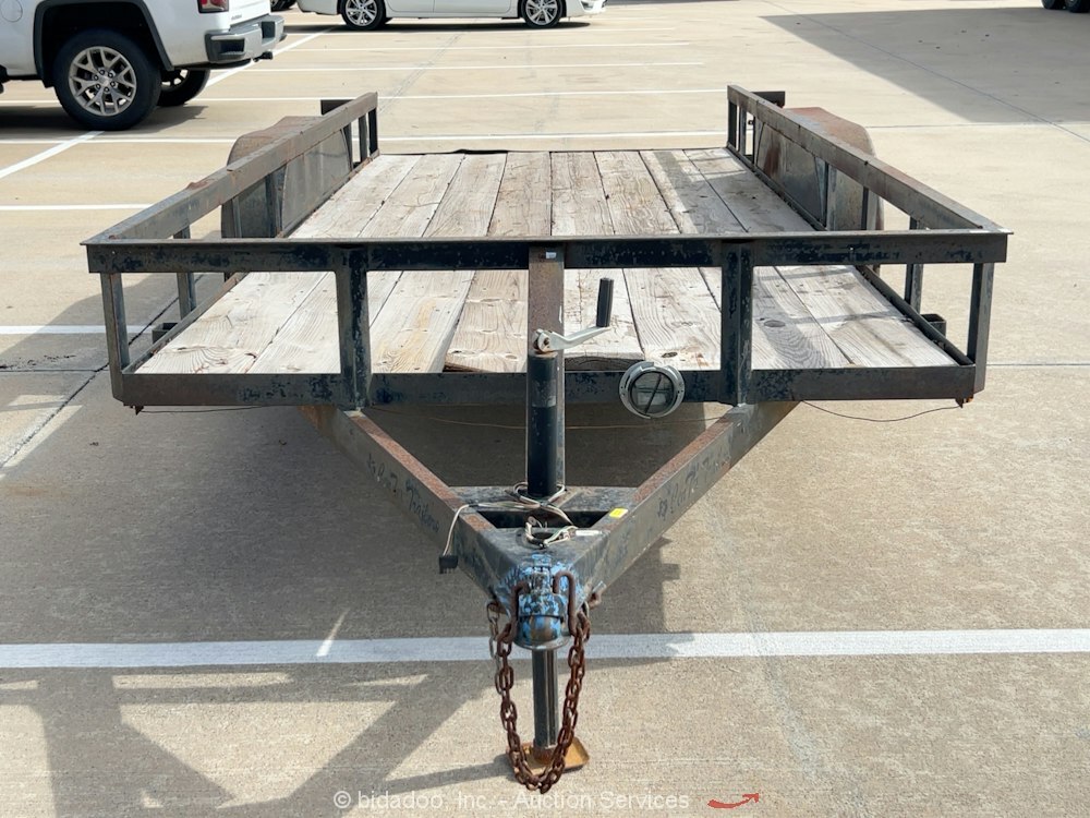 2012 Centex Flatbed 14' Utility Wood Deck Equipment Trailer Tandem Axle