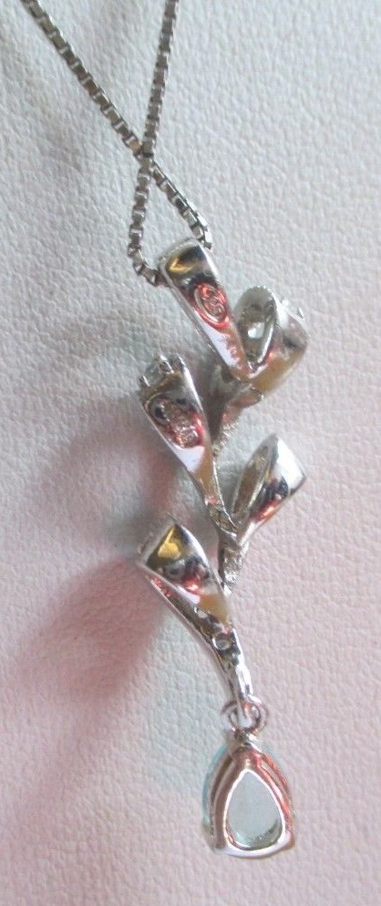 Collier Argent 925 Avec Pendentif Aigue-Marine - Bijou Vintage élégant - Occasion En Excellent état