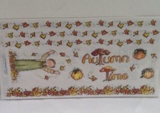 12" STICKERS Premium Borders SCRAPBOOKAutumn Fall Playing in Leaves Bo Bunny