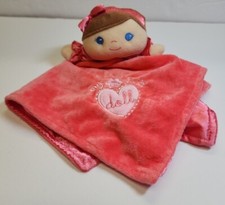 Baby Starters My First Doll Plush Lovey Security Blanket Bright Pink Rattle