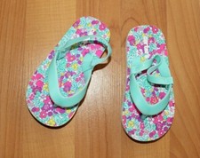 Carter's Girls Sz 5/6 Teal Floral Jelly Strap Flip Flop Sandals Water Shoes