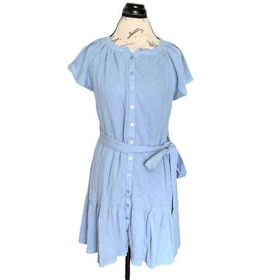 Blu Pepper Womens Dress Size Small Mini Flutter Sleeve Button down Ruffle  Hem | eBay
